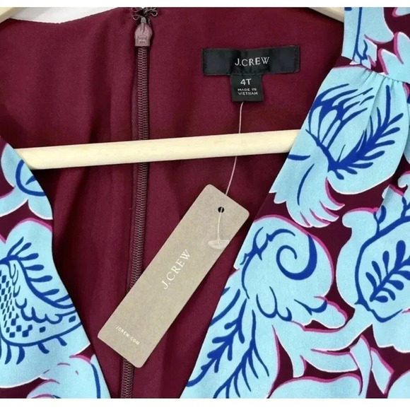 NWT J.Crew Aqua Paisley Flutter Hem Dress - Picture 4 of 6